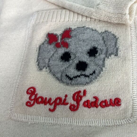 Women’s Cashmere Gloves and Scarf Set - Cream with Miniature Breed Dog Design - Picture 3 of 6